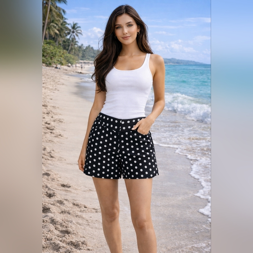 LOFT Black and White Polka Dot Shorts